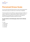 A downloadable worksheet to assess personal stress levels for adults