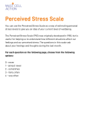 A downloadable worksheet to assess personal stress levels for adults