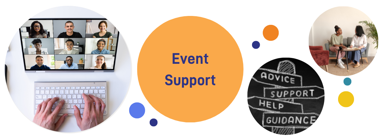 Picture of a laptop and a signpost saying 'support and guidence'