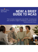 Text saying' New! A brief guide to MCAS' picture of three people sat on a sofa. One putting an arm around another
