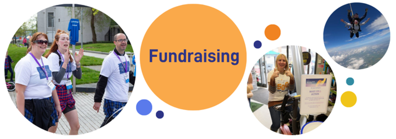 pictures of various fundraising events in bubbles